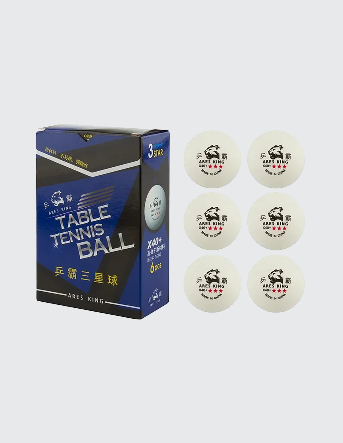 توپ پینگ پنگ Unisex برند عمومی 3 ستاره 40+ ARES KING 7001 بسته 6 عددی